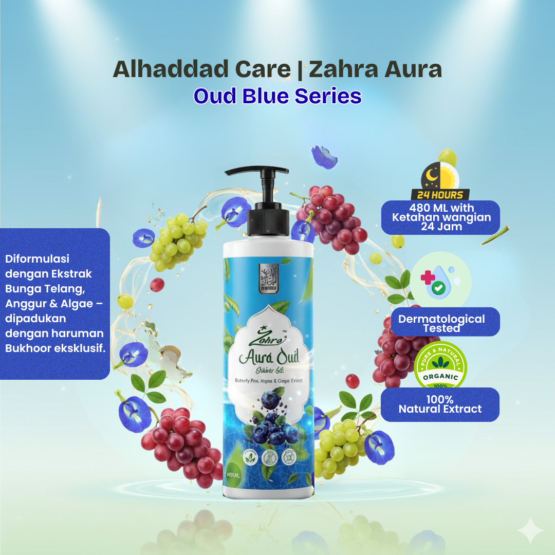 Alhaddad Care (Zahra Aura) Sabun Mandian Oud Blue Series (450mL)